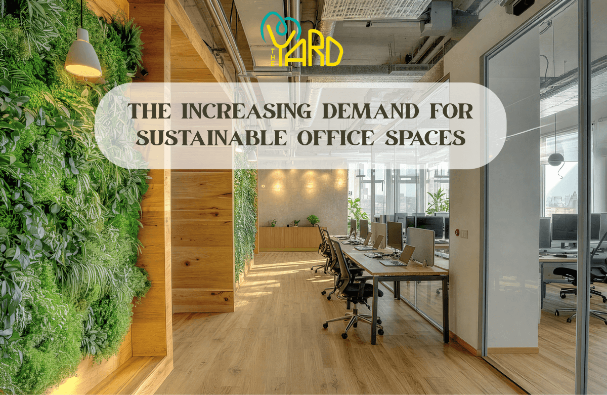 Eco-friendly sustainable office spaces highlighting natural materials, daylight planning, and workspace greenery.