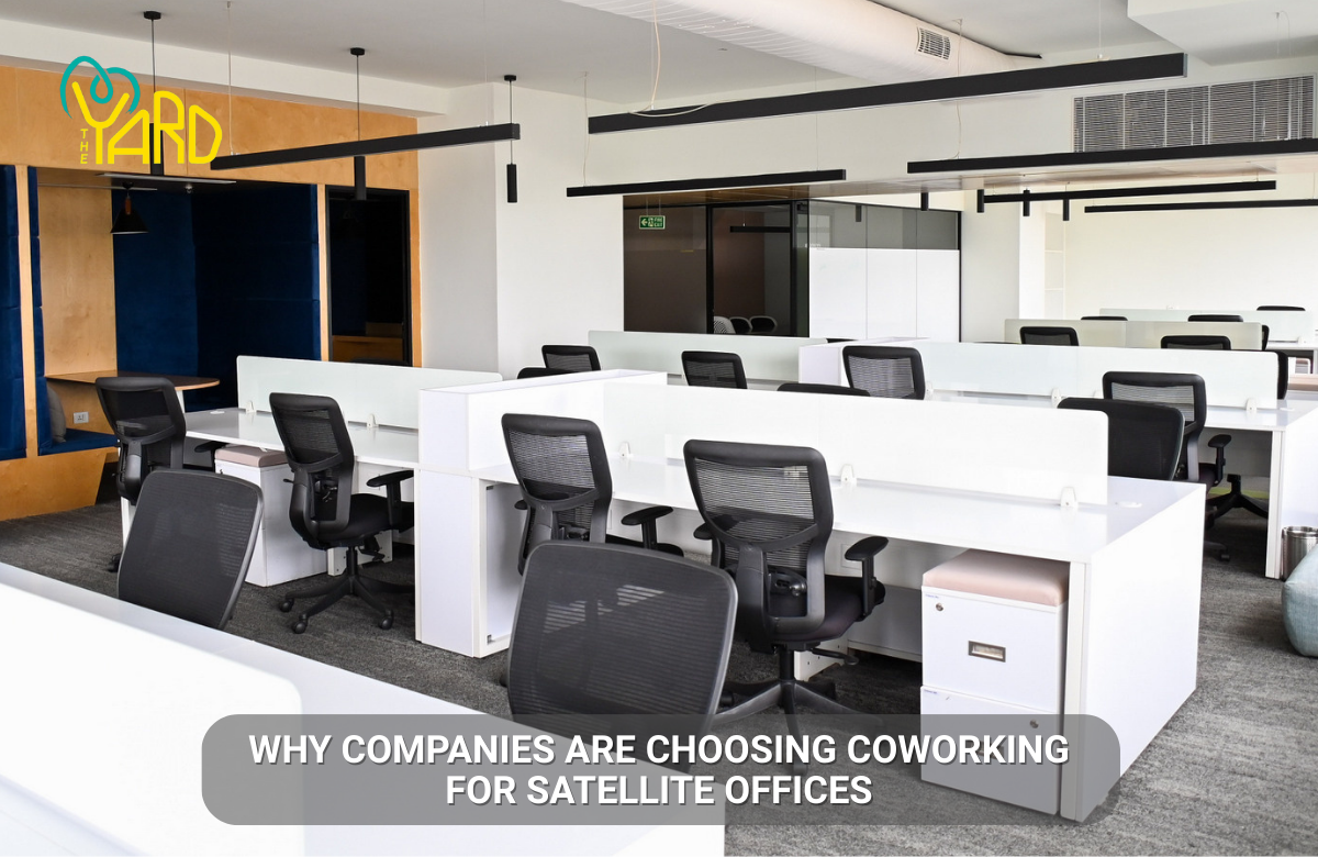 Modern coworking space in Bangalore designed for Satellite Offices and satellite teams with flexible workspace seating and open desk layout.